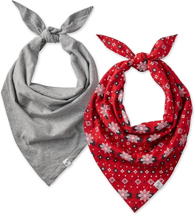 Pet Passion Bandit - The PET Bandana 100% Organic Cotton Pet Bandanas Clothes for Small, Medium, Large Dogs, 2-Pack Fair Isle, Medium/Large