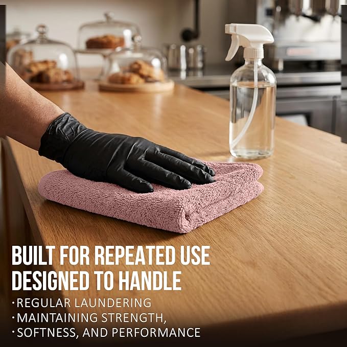 RIVERSIDE 24 Pack Washcloths Set - 100% Cotton [12x12 Inches] - 500 GSM, Soft, Quick-Dry & Highly Absorbent Face Towels - Perfect for Bathroom, Gym, Hotel, Spa & Travel - Dusty Rose