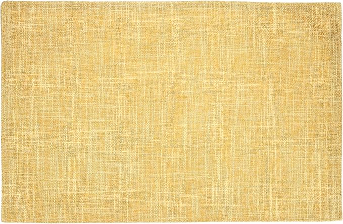 HARFINGTON 6pcs Linen Fabric Placemats 12" x 18" Polyester Rectangle Place Mats Machine Washable Heat Resistant Kitchen Table Mats for Outdoor Indoor Party Family Holiday, Gold