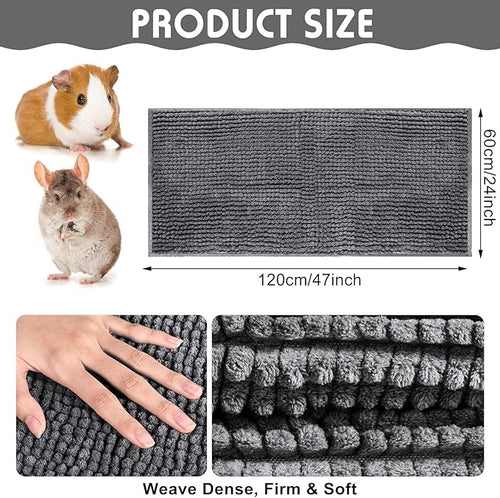 Amylove 4 Pcs Guinea Pig Cage Liner Guinea Pig Bedding Dog Door Mat for Muddy Pet Paws Washable Chenille Pee Pads Small Animal Sleeping Bed for Bunny Hamster(47 x 24 Inch,Rectangular,Dark Gray)