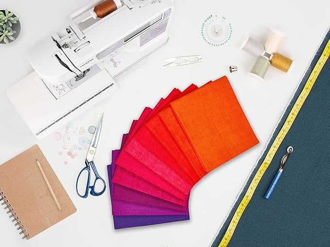 Craftido - 11 Options Solids with Tweed Tonals - Assorted Color Cotton Quilting Fabric Bundles 10pcs Fat Quarters 18"x21" - Medium Weight 5.2oz - for Quilting, Sewing and Crafts - Different Reds