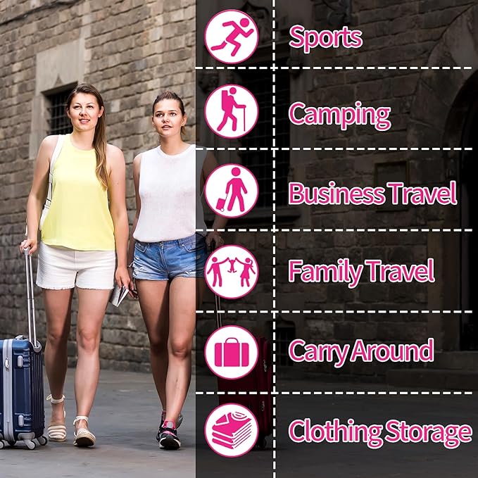 Eopres Shoe Bags for Travel - Set of 3 Pack Large Capacity Oxford Fabric Shoe Bags, Multi-Functional Dust-Proof and Waterproof Men & Women Travel Shoe Bag (Pink)