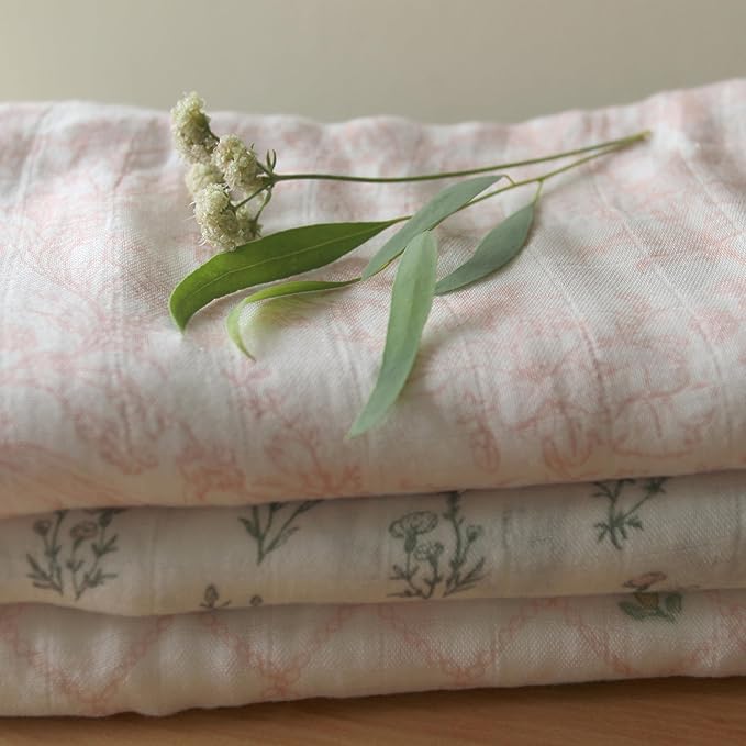 aden + anais Silky Soft Swaddle Blanket, Boutique Muslin Blankets for Girls & Boys, Baby Receiving Swaddles, Ideal Newborn & Infant Swaddling Set, Perfect Shower Gifts, 3 Pack, French Floral