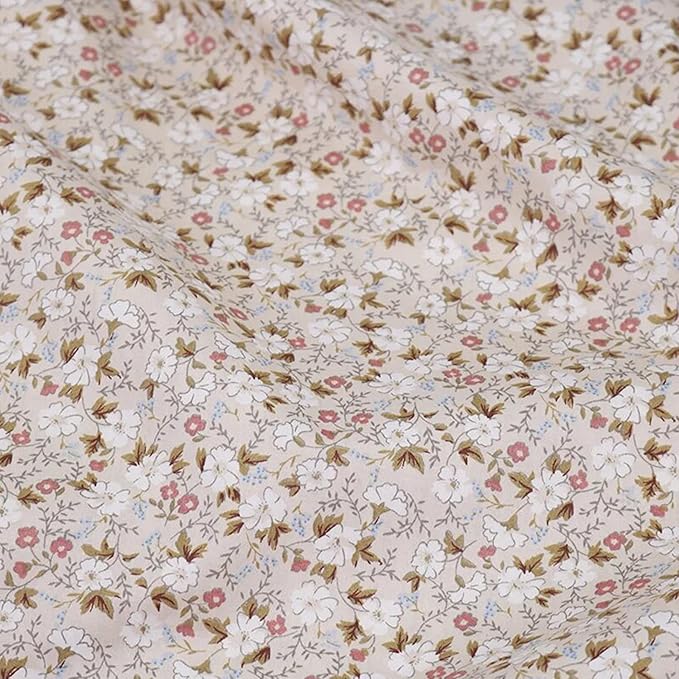 Hanjunzhao 14 Fat Quarters Bundles 18x22 inch - Pre-Cut Cotton Quilting Fabric Squares -Floral Print Quarter Yard Fabric - for Sewing, Quilting, Patchwork, and DIY Crafts - Coffee Series