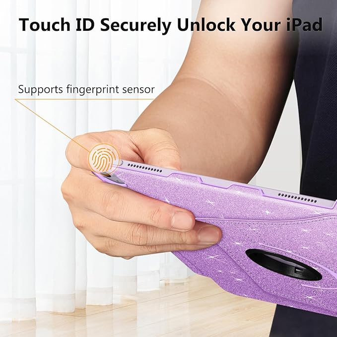 Fintie Rotating Case for iPad Air 13-inch (M3) 2025, (M2) 2024-360 Degree Swiveling Protective Stand Cover with Pencil Holder, Auto Wake/Sleep, Glittering Purple
