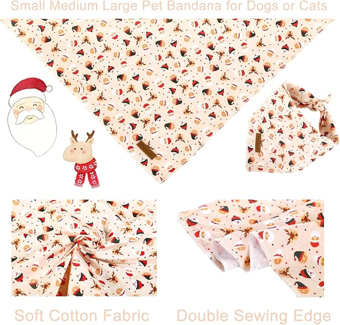 UP URARA PUP Christmas Dog Bandana, Christmas Triangle Bid Scarf with Cute Snowman, Cotton Pet Kerchief for Girl Boy Dogs or Cats, Adjustable Winter Dog Bandana for Small Medium Dogs