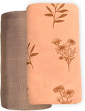 Leyl&Ari Muslin Swaddle Baby Blanket | 100% Organic Cotton Recieving Wrap (Peach/Neutral Set)
