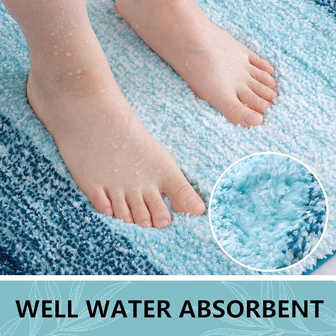 Arotive Microfiber Bathroom Rugs, Shaggy Soft and Absorbent Bath Rug, Non-Slip, Thick Plush Machine Washable Dry Bath Mats for Bathroom, Tub and Shower, 24x16, Peacock Blue, Rectangular