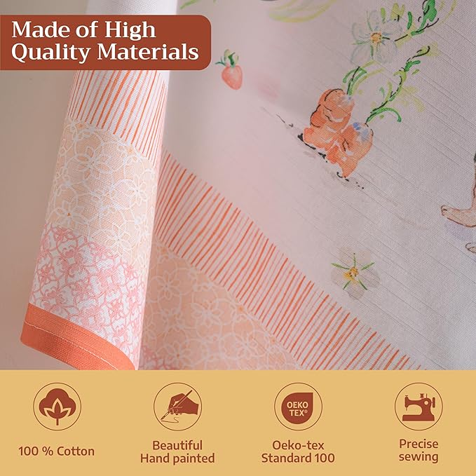 Maison d'Hermine Kitchen Towels Set of 3 100% Cotton 27.50" x 20" Reusable Cloth Tea Dish Towels Absorbent with Hanging Loop for Kitchen, Home, Dining, Cocktail Parties Spring/Summer (Bunny Party)