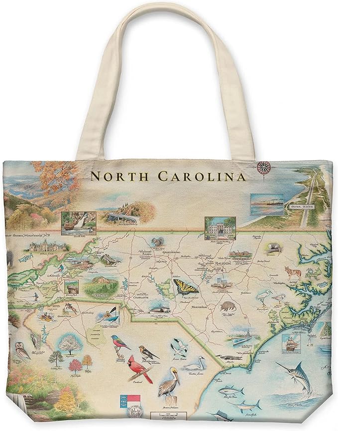 Xplorer Maps Canvas Tote Bag with Handles, Cloth Grocery Shopping Bag, Reusable & Eco-friendly Bag, 100% Cotton, Washable