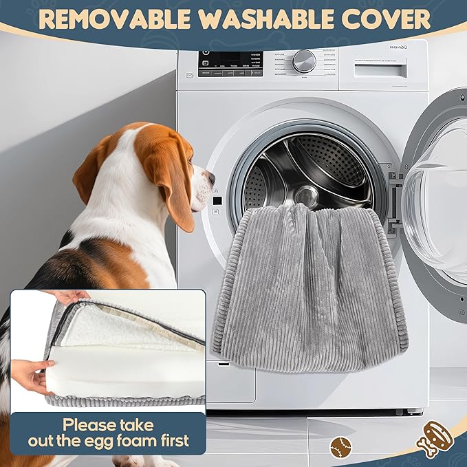 Dog Car Bed, Non-Slip Backseat Extender Pet Mat, Removable Washable Dog Bed for SUVs, Sedans & Trucks, Anti-Slip Travel Bed for Dogs, Easy Clean & Scratch-Proof & Comfort Light Gray (50"×24.6")