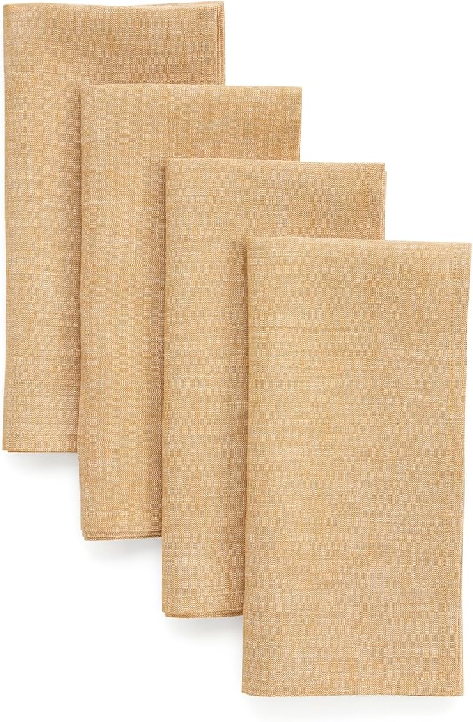 Solino Home Linen Cloth Napkins Set of 4-100% Pure Linen Golden Nugget Dinner Napkins 20 x 20 Inch for Spring, Easter - Athena, Handcrafted and Machine Washable
