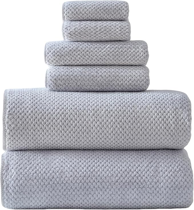 Akzpe 40x80 Inches Bath Sheets Towels for Adults Oversized Bath Towels Extra Large Luxury Super Soft Absorbent Quick Dry Microfiber (Gray,6PCS)