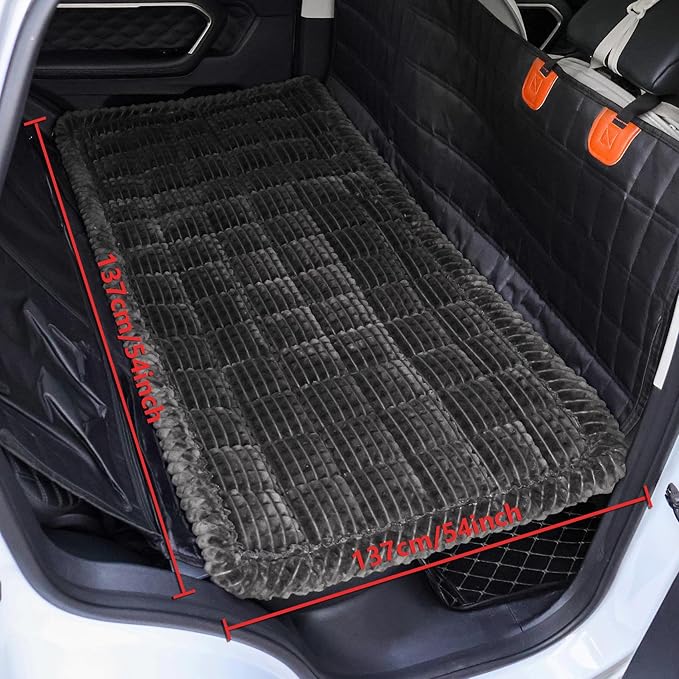 HOMEREFROM Washable Large Dog Bed for Cars, Dog Car Seat Cover for Backseat, Anti-Slip Pet Sleeping Mat, Car Seat Protector, Travel Pet Pad for Trucks and SUV (Black, 24.8" x 54")