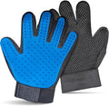 Pet Grooming Gloves for Dogs & Cats – Premium 259-Tip Deshedding & Massage Mitts, Easy-Peel Hair Removal, Adjustable Strap, 1 Pair (Blue/Pink) (Blue)