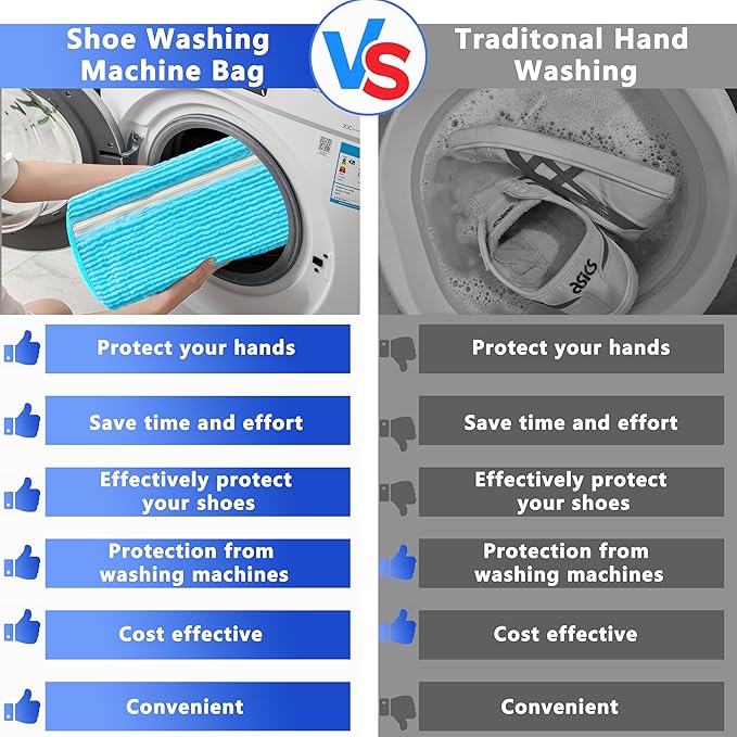 Xinambyh 2Pcs Reusable Shoe Washing Machine Bag for Washer and Dryer:Free Up Hands, Prevent Deformation,shoe bag with Zipper Protection Design, Use for all Shoes,Sports Shoes(Blue)