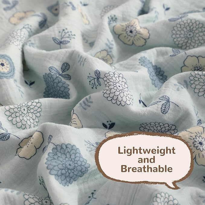 NTBAY 4 Layer Muslin Cotton Toddler Blanket, 42x60 Soft and Breathable Receiving for Newborns and Infants, Perfect for Crib, Stroller, Travel, Lightweight Nursery Blanket, Rustic Bloom