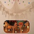 iHansee Stuffed Animals Net w/LED Star Light, 56 Inch Jumbo Toy Hammock Hanging Storage Organizer Holder Nursery Décor for Teddy Plushie, Cream Stuffed Animals Hammock Corner for Kid Girls Boys Gift