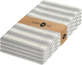 Native Fab 4 Pack Farmhouse Modern Stripe Kitchen Dish Towels Cotton Super Absorbent Quick Drying Reusable 18x26 Inches - Bar Hand Towels, Kitchen Cleaning Towels with Hanging Loop, Grey
