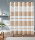 LinenZone 70" Wide x 72" Long Waffle Shower Curtain. Linen Shower Curtain with Adorable White Stripes for Modern or Hotel Decor. (Waffle 70 x 72 Linen)