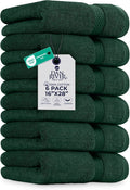DAN RIVER 6-Pack Premium Hand Towels (16x28 Inches) - 100% Cotton, Ultra Soft, Lightweight, Highly Absorbent Towels for Bathroom, Spa, Gym, Salon, Hotel, and Travel - Hunter Green