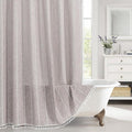MitoVilla Boho Long Shower Curtain 72 x 78, Farmhouse 78 inch Long Polyester Linen Fabric Shower Curtains with Tassel for Chic Cottagecore French Rustic Bathroom Decor