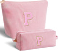 Btffitting Personalized Makeup Bag for Women Girls - Fashion Cosmetic Bag Trendy Travel Toiletry Bag with Initials Letter - Teen Gifts - Peach,P