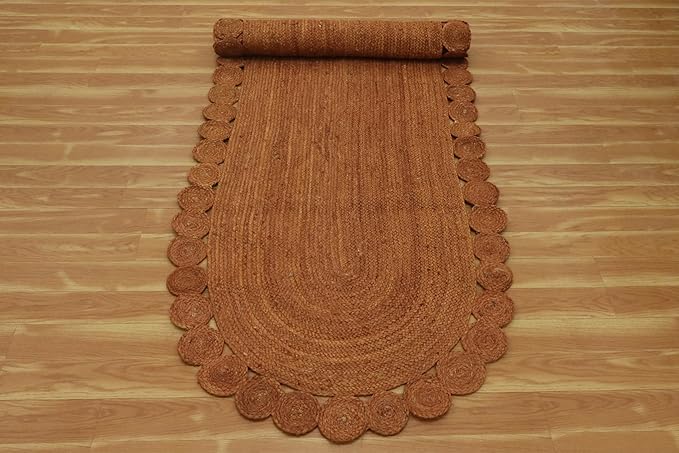 Oval Rug 6x8 Area Rug Kilim Rug Orange Solid Design 0.27 inches ThickIndoor Outdoor Rug Flatweave Rug High Traffic Area Lake House Bedroom Dining Room Living Room
