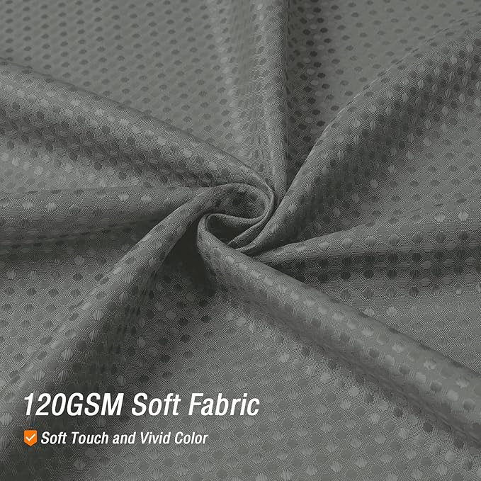 Gibelle Waffle Weave Shower Curtain with Mesh Top Window and Hooks Set, Spa Like Hotel Style Fabric Shower Curtain for Bathroom, Grey, 72x72