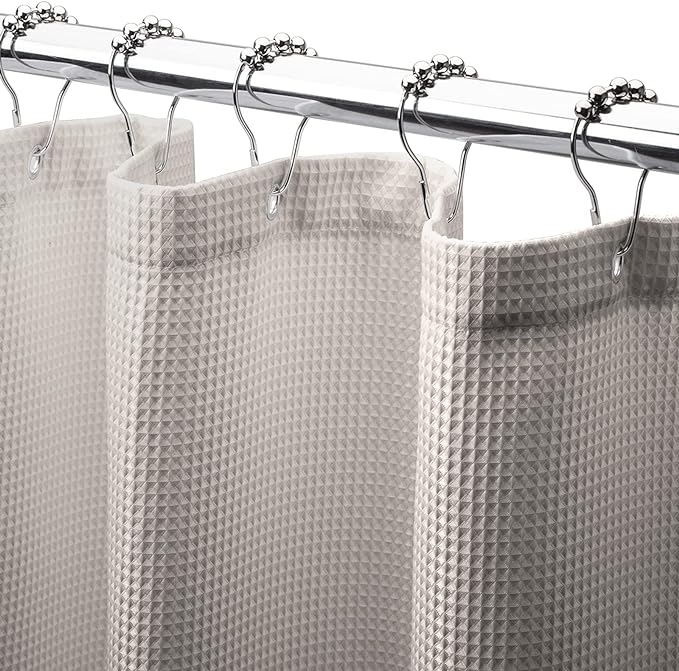 AmazerBath Waffle Shower Curtain 78 Inches Long, Khaki Shower Curtain Fabric Heavy Duty 240GSM, Hotel Quality Bathroom Shower Curtains Tan, 72 x 78 Inches