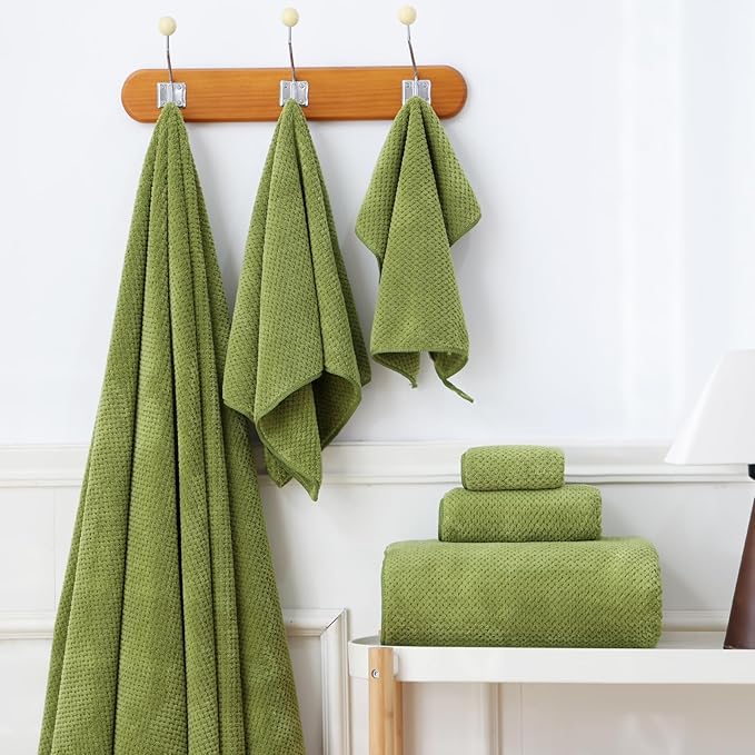 Akzpe 40x80 Inches Bath Sheets Towels for Adults Oversized Bath Towels Extra Large Luxury Super Soft Absorbent Quick Dry Microfiber (Sage Green,6PCS)