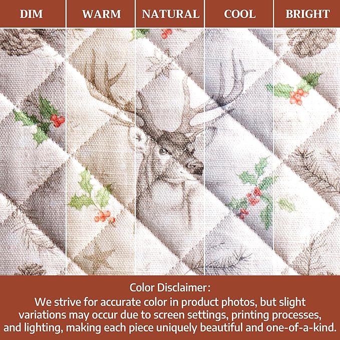 Maison d' Hermine Oven Gloves 100% Cotton Oven Mitt 7" x 13" with Loop Heat Resistant BBQ Cooking Gloves for Thanksgiving Christmas Decorations Baking Handling Hot Pans (Pack of 1, Christmas Dew)