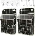 Someteth Hanging Basket for Organizing, Wall Organizer with Pockets and Over The Door Organizer，Can for Home, Closet, Office and Camper (Black Grid2)