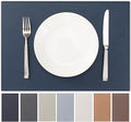 Faux Leather Placemats Set of 12 Vinyl Washable Wipeable Table Mats for Kitchen Dining Table Heat Resistant Waterproof Modern Indoor/Outdoor Placemats Non-Slip Easy Clean Place Mats-Navy Blue