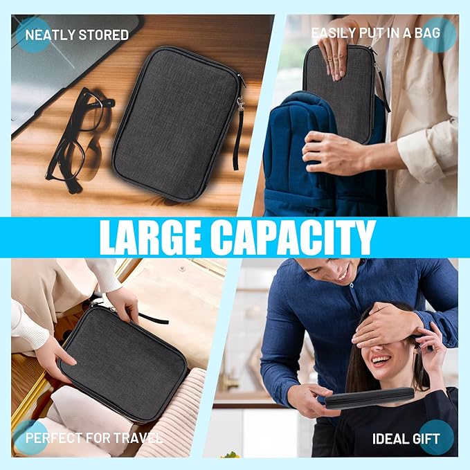 YONSEN Travel Cable Organizer Bag, Electronics Organizer Tech Pouch with Double Layers for Cords, Chargers, Phone, Earphones, USBs, SD Cards - Travel Essentials Portable Waterproof Tech Pouch