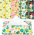 Sherr 5 Pieces Tissues Purse Pocket Tissue Holder Reusable Travel Tissue Pouch Fabric Zipper Enclosed Small Size Flower Pattern Tissue Holder for Purse Coins for Summer, 5.25 x 3 Inch