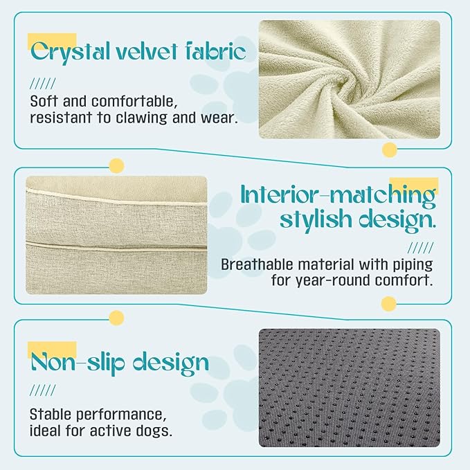 TaiBest Waterproof Memory Foam Dog Beds for Small Dogs Non-Slip Orthopedic Dog Beds Washable Couch Pet Bed with Removable Cover (Beige, Small)