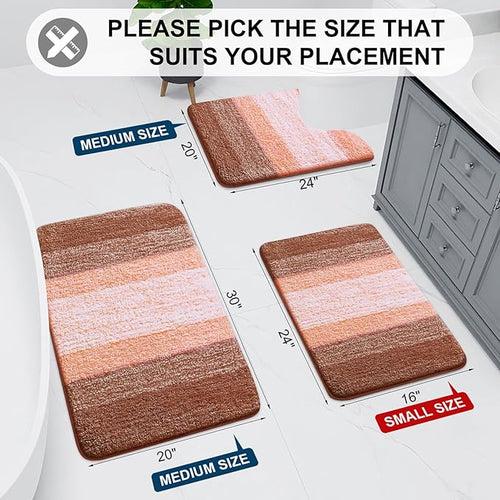 Arotive Microfiber Bathroom Rugs, Shaggy Soft and Absorbent Bath Rug, Non-Slip, Thick Plush Machine Washable Dry Bath Mats for Bathroom, Tub and Shower, 70x24, Orange, Rectangular