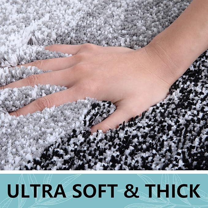 Arotive Microfiber Bathroom Rugs, Shaggy Soft and Absorbent Bath Rug, Non-Slip, Thick Plush Machine Washable Dry Bath Mats for Bathroom, Tub and Shower, 45x27, Black, Rectangular