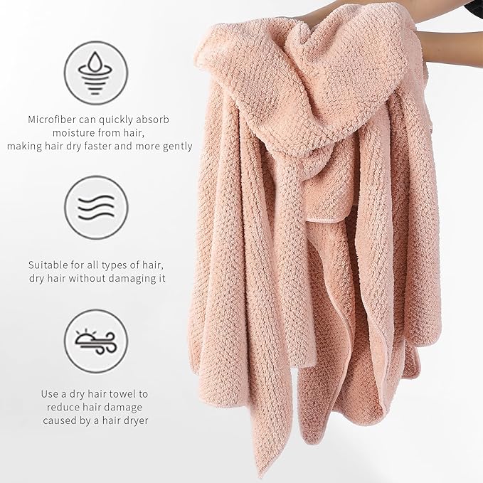 Laojbaba Microfiber Hair Towel Quick Dry Hair Towel Hair Drying Towels Suitable for All Kinds of Hair Ultra Absorbent Long and Thick Hair 20X40inch White (1pcs)