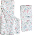 DuShow Cotton Toddler Nap Mat Floral for Girls,Roll Up Slumber Bags,Toddler Nap Mat with Removable Pillow, Kids Sleeping Mat for Daycare and Preschool Kindergarten-Flower