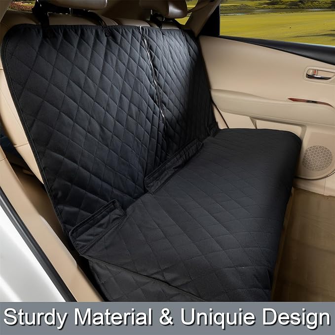 YOVEEKLE Back Car Seat Cover for Dogs, Nonslip Waterproof Dog Car Seat Protector for Rear Bench Stays Securely in Place Fits for Vehicles & SUVs (All Black)