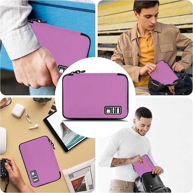 Miavers Electronics Organizer,Travel Cord Organizer Pouch, Portable Cable Organizer Bags,Travel Electronic Accessories Storage Case for Cables, Cords, Charger, Phone (Pink)
