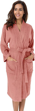 SIORO Women Terry Cloth Bath Robes with Pockets, Soft Long Cotton plush Kimono Wrap Bathrobe, Spa, Fuzzy Female nightgrown