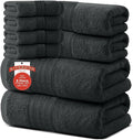 RIVERSIDE Pack of 8 Towels Set, 2 Large Bath, 2 Hand, 4 Face Washcloths, 100% Cotton Hotel Quality, Super Soft, Quick Dry, Highly Absorbent Perfect for Bathroom, Gray