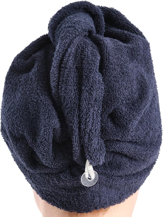 Seritaine Hair Towel Wrap for Women 2 Pack – 100% Turkish Cotton Turban for Wet Hair Quick Dry – Soft & Gentle Head Towel Cap– Soft and Absorbent Cotton - 10x26 inch