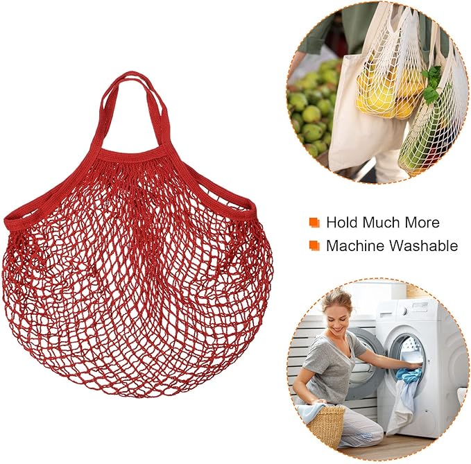 MECCANIXITY Cotton Mesh Bag Reusable Washable Mesh Net String Grocery Bags Organizer for Fruits Vegetables Shopping