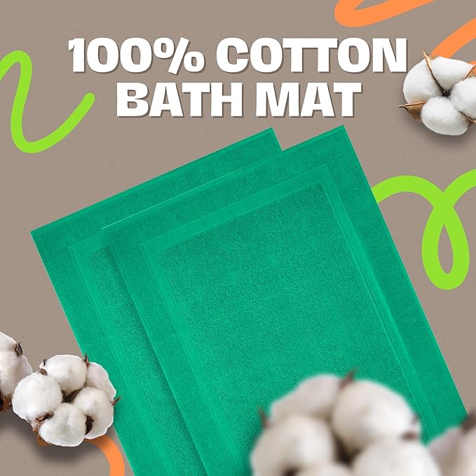 Infinitee Xclusives Premium Cotton Bath Mats for Bathroom – Pack of 2 | 34x22 Inches | Ultra Soft, Super Absorbent, Non-Slip, Machine Washable Mats (Vivid Green) [Not a Rug]