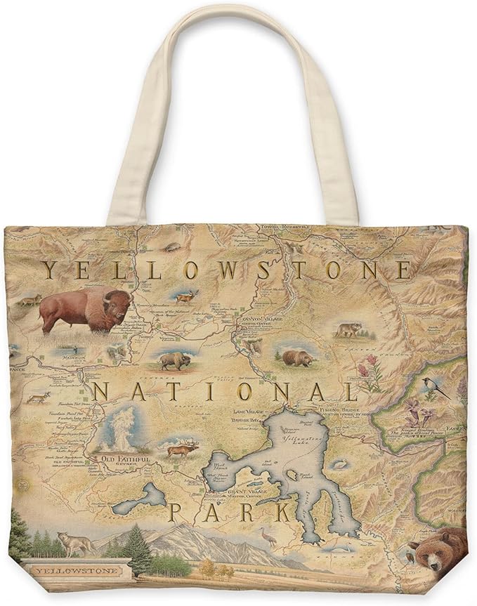 Xplorer Maps Canvas Tote Bag with Handles, Cloth Grocery Shopping Bag, Reusable & Eco-friendly Bag, 100% Cotton, Washable