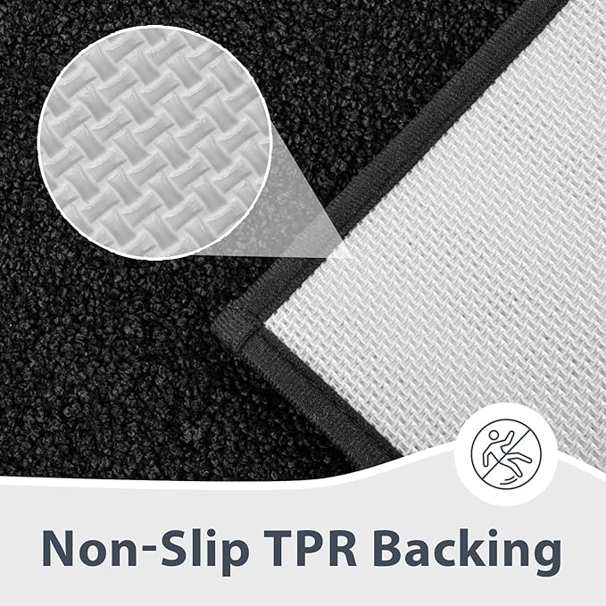 anllugs Bathroom Rugs 30" x 60", Non-Slip Extra Soft Absorbent Bath Rugs, Machine Washable Quick Dry Bath Mats for Bathroom Floor, Shower, Bathtub and Sink, Black